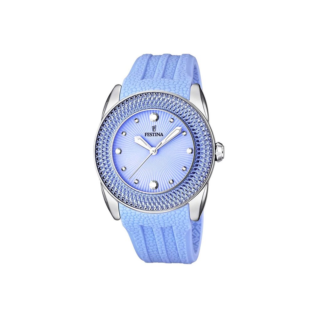 Festina F16591/4 - Orologio Donna, Cassa In Acciaio Inossidabile 42mm, Bracciale In Caucciù Nero, Vetro Minerale